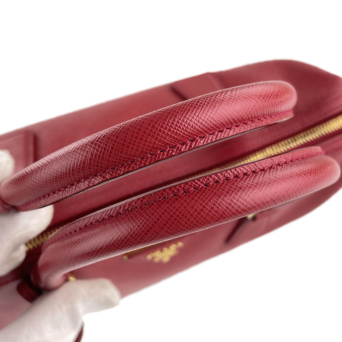 PRADA Saffiano Lux Leather Fabric Red 2way Handbag 3051 | eBay