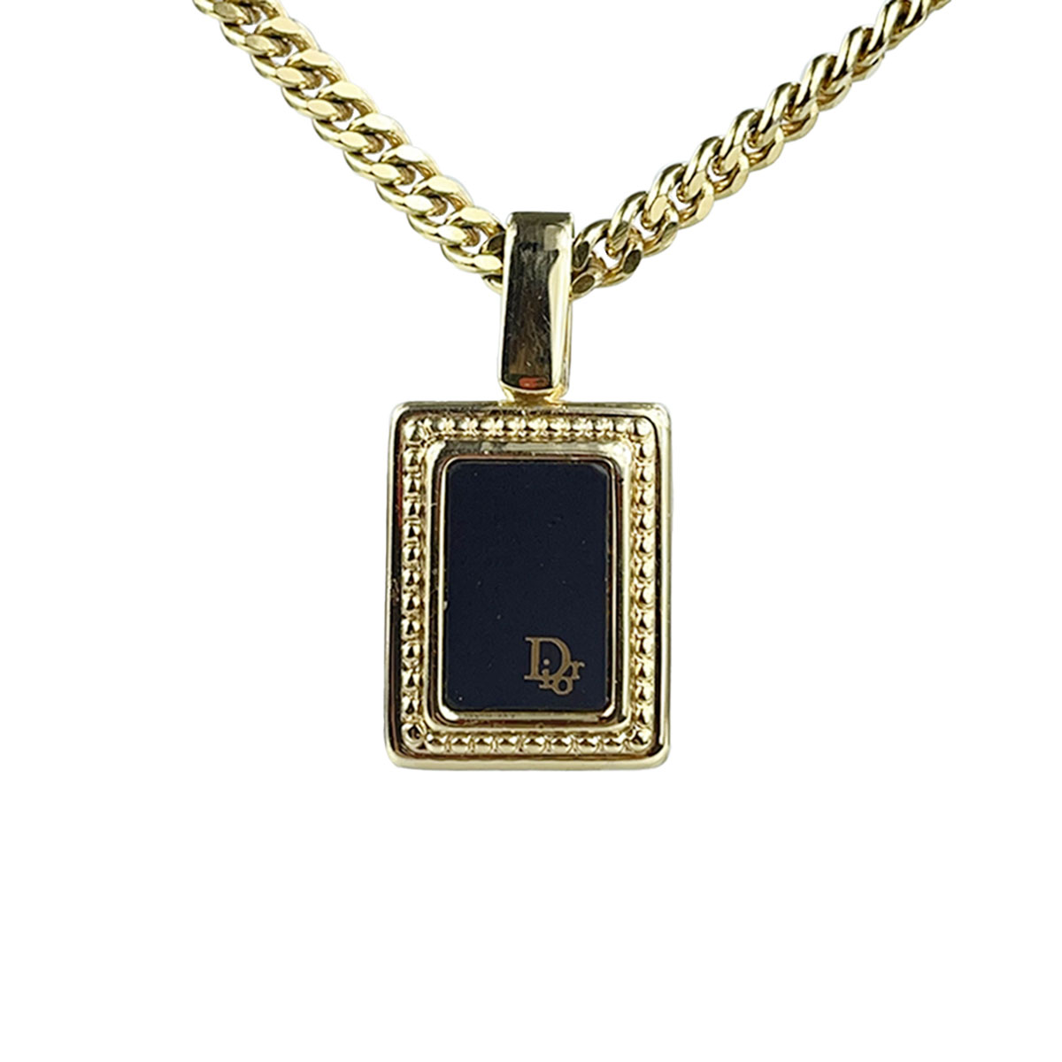 Christian Dior Logo Plate Necklace Metal Gold | eBay