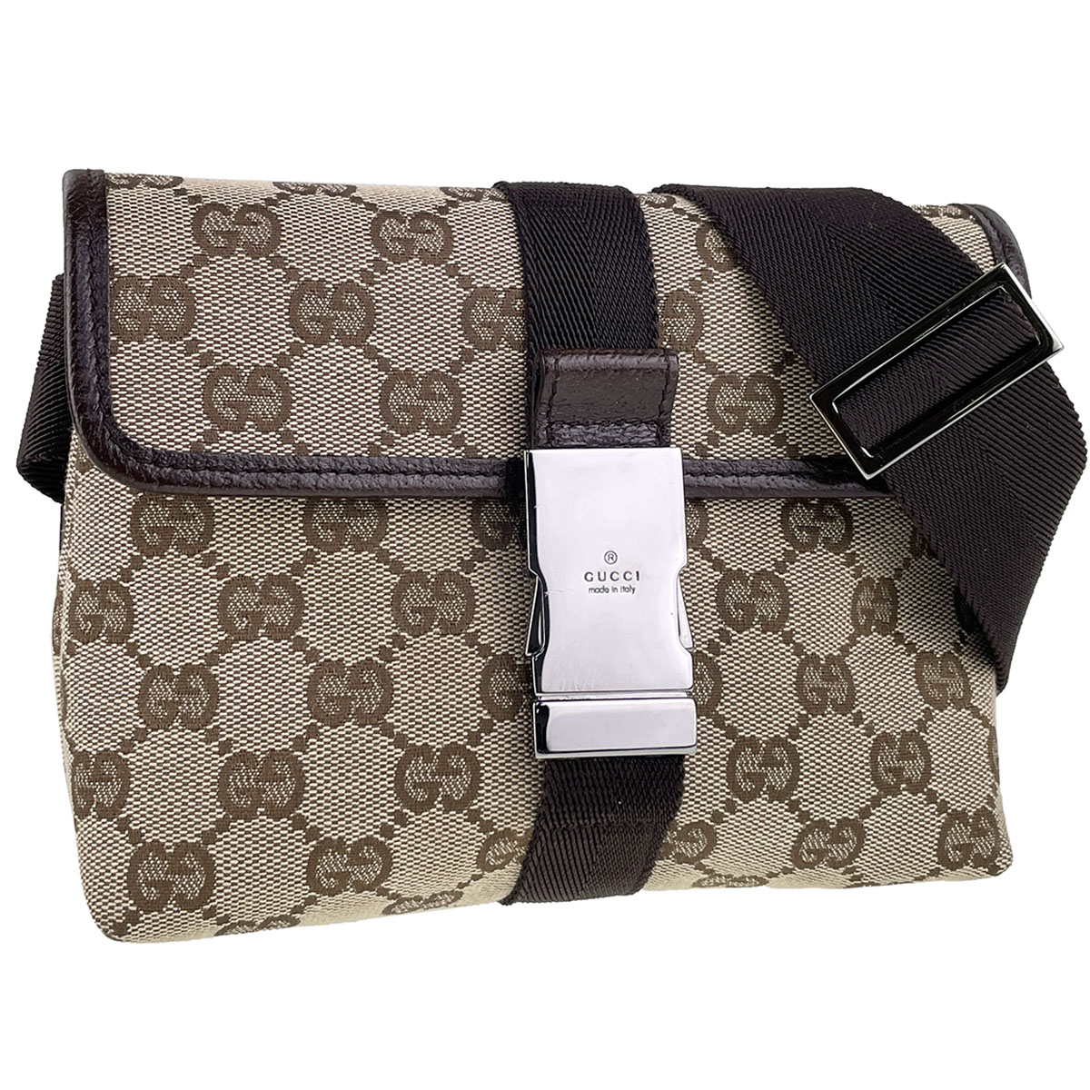 GUCCI GG Canvas Canvas Fabric Leather Fabric Beige Brown GUCCI GG Canvas Canvas Fabric Leather Fabric Beige Brown